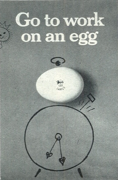 Go to work on an egg alarm clock poster Egg Marketing board