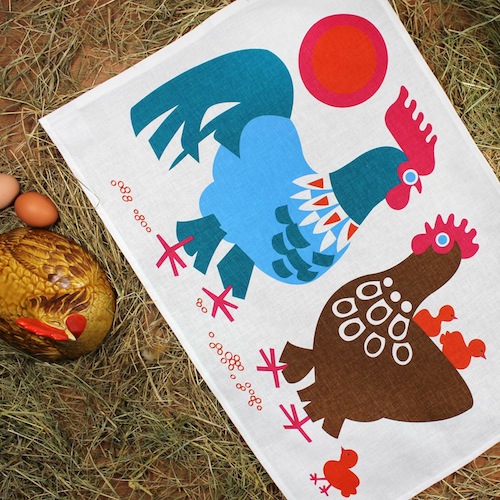Daphne Padden To Dry For chickens tea towel