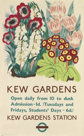 Betty Swanwick, Kew Gardens, London Transport poster 1937
