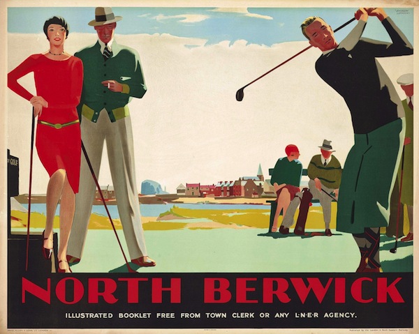Andrew Johnson  NORTH BERWICK  lithograph in colours, 1930,