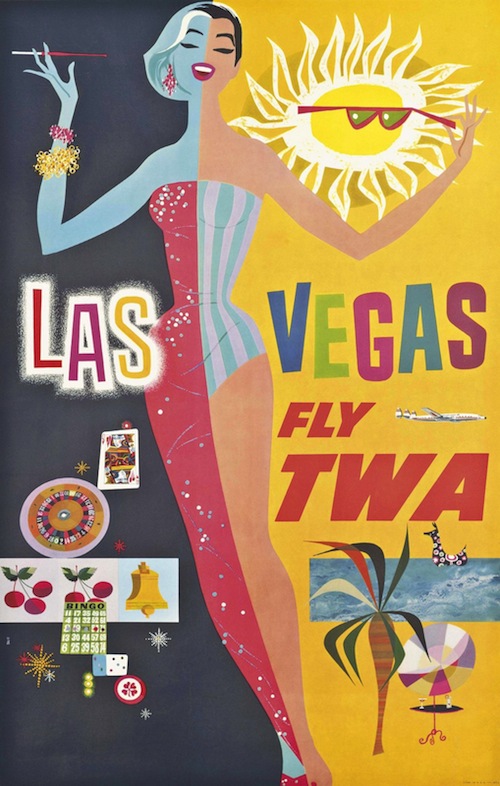 David Klein (1918-2005)  LAS VEGAS, FLY TWA , c.1963