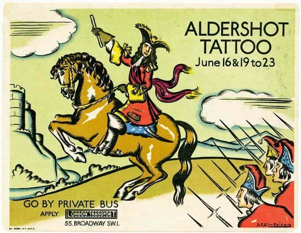 1934 Anna Zinkeisen Aldershot Tattoo London Transport poster 