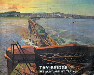 1950 Terence Cuneo British Railways poster Tay Bridge Dundee