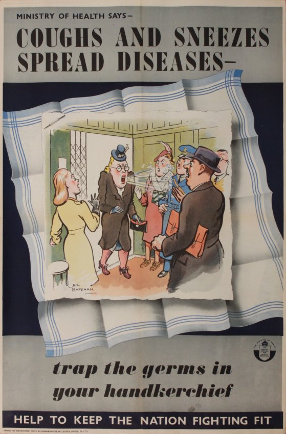 Bateman Coughs and Sneezes world war two propaganda poster home front