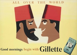 Tom Eckersley (1914-1997) GILLETTE, ALL OVER THE WORLD lithograph in colours, c.1948