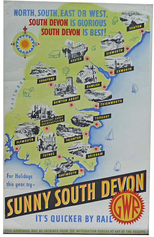 Sunny South devon GWR poster