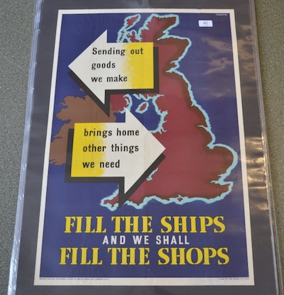 Fill the Ships to Fill the shops World War Two propaganda poster