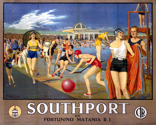  Cheshire Lines Railway poster. Southport by Fortunino MataniaÕ, railway poster, c 1930s.