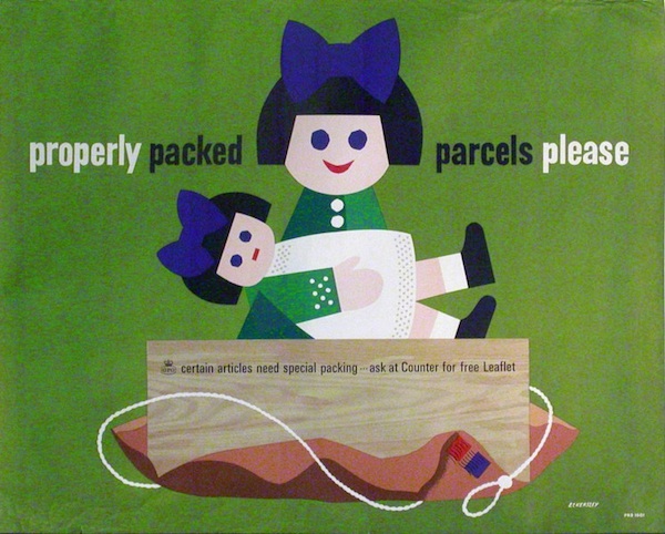 Tom Eckersley Properly packed parcels please doll GPO poster