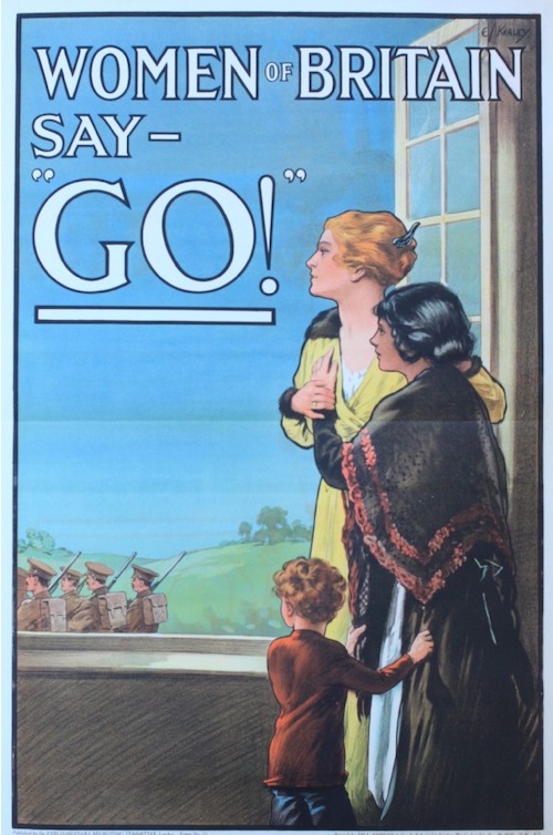 E J Kealey (Active 1914-1930's) Women of Britain say - "Go !", original Parliamentary Recruiting Committee poster No 75 printed by Hill Siffken & Co November March 1915