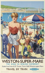 HARRY RILEY (1895-?) WESTON - SUPER - MARE. Circa 1960. 40x24 3/4 inches, 101 1/2x63 cm. Waterlow & Sons, Limited, poster