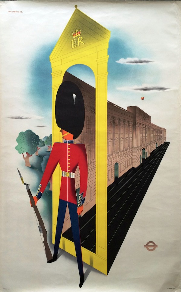 Original 1953 London Transport double-royal POSTER 'Buckingham Palace' by John Bainbridge (1919- 1978) who designed posters for LT from 1953-1957.