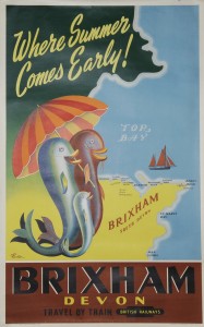 Poster, British Railways 'Brixham Devon - Where Summer comes early Travel by Train' by Parton