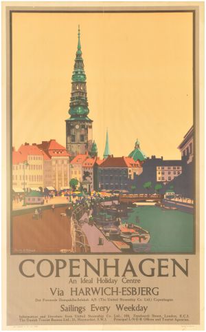 LNER double royal poster, COPENHAGEN, via Harwich-Esbjerg, by Frank. H. Mason 