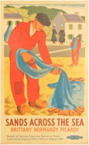 BR(S) 1948 double royal poster, SANDS ACROSS THE SEA, Brittany, Normandy, Picardy, by Clodagh Sparrow