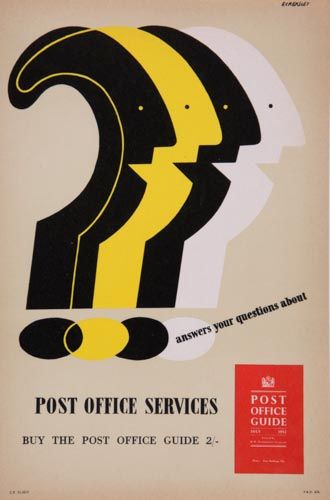 ECKERSLEY, Tom (1914-1997 POST OFFICE SERVICES, GPO  lithographic poster in colours, 1952