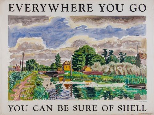 HOOPER, George (1910-1994) YOU CAN BE SURE OF SHELL, Kintbury, Berks  lithographic poster post-war 