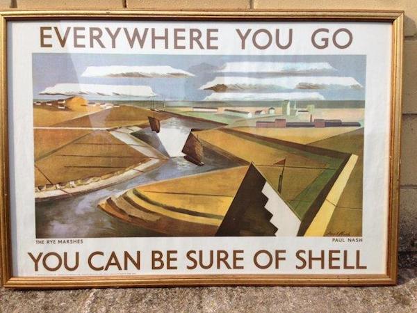 Paul Nash 1960s reprint of rye marshes shell poster