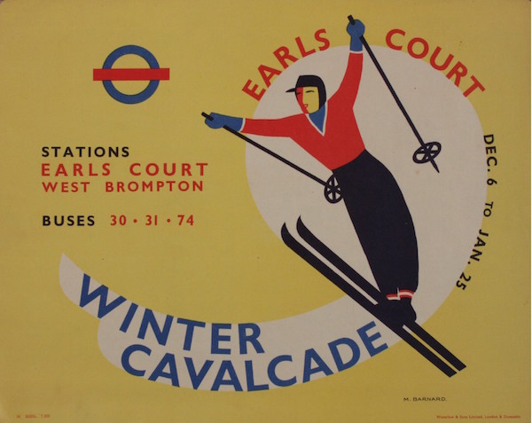 M Barnard (Margaret 1900-1992) Winter Cavalcade Earls Court, original panel poster printed by Waterlow 1938 - 