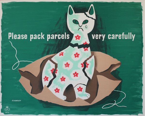 Eckersley (Tom 1914-1997) Please pack parcels very carefully (cat), original GPO poster PRD 761 1957