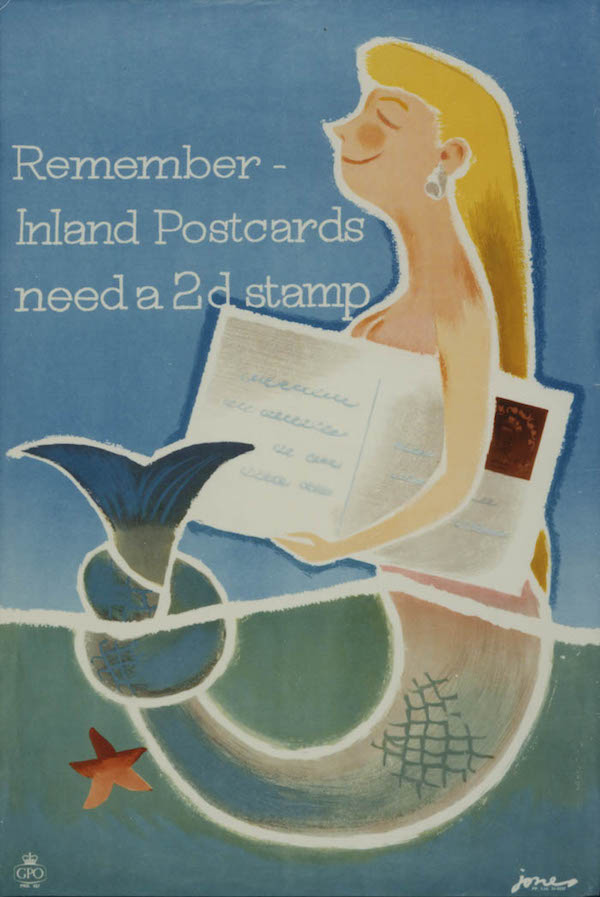 Barbara Jones GPO poster mermaid inland postcards