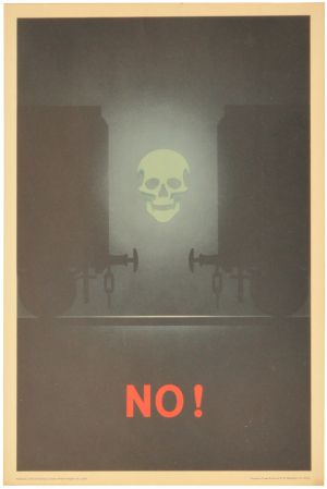 A BR(M) Safety awareness poster, NO, showing a skull between wagon buffers
