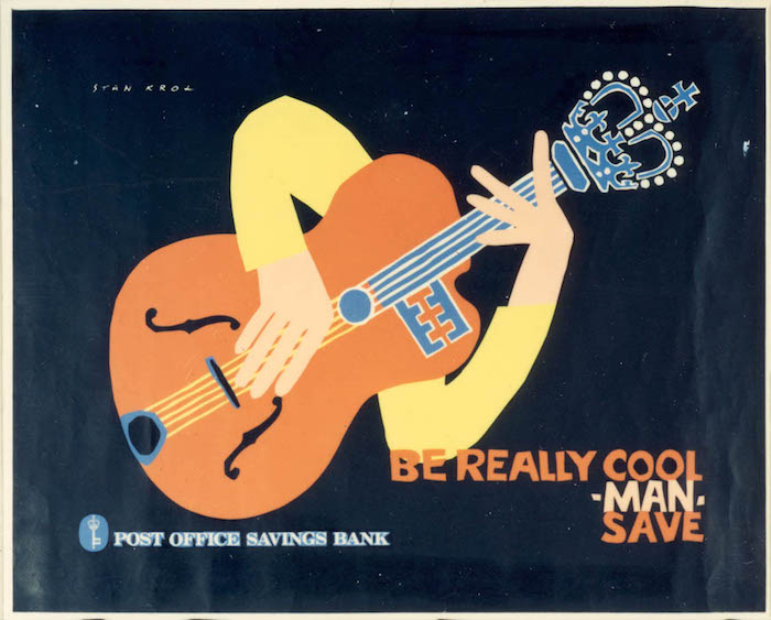 Stan Krol post office savings bank poster 1960 guitar