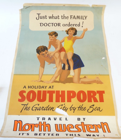 Southport Coach poster North Western Coaches 1930s