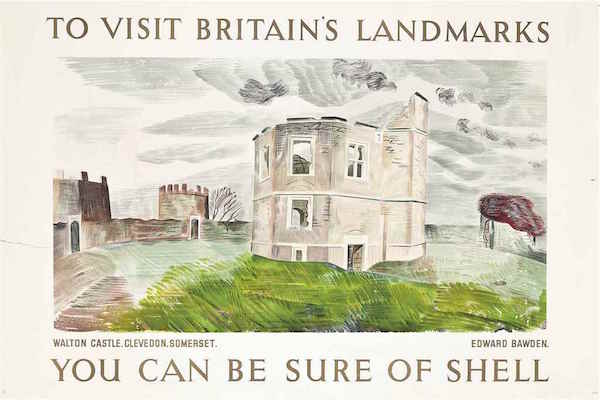 Edward Bawden (1903-1989) WALTON CASTLE, CLEVEDON, SOMERSET lithograph in colours, 1936, printed by Waterlow Shell poster