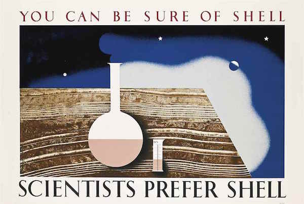 Tom Eckersley (1914-1997) & Eric Lombers (1914-1978) SCIENTISTS PREFER SHELL lithograph in colours, 1938 Shell poster