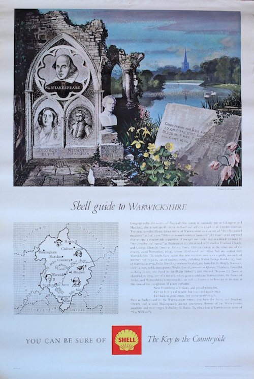Rowland Hilder (1905-1983) Shell Guide to Warwickshire, original poster printed by C Nicholls 1963