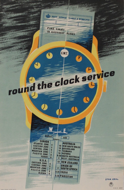 Stan Krol (born 1910) Round the clock service, printed for HMSO GPO PRD 683 1952 Round the clock service