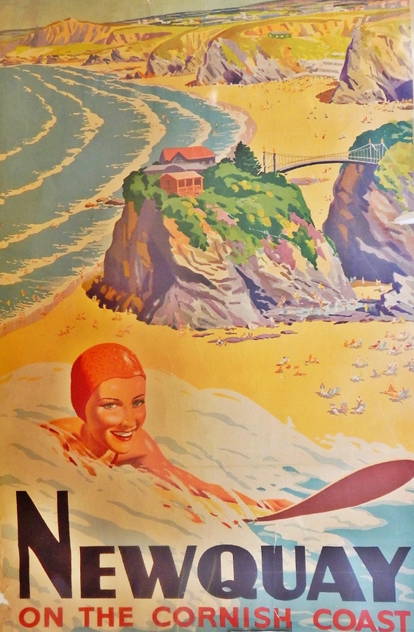 Harry Riley (1895-1966) 1950's British Railway advertising poster "Newquay on the Cornish Coast", 63cm x 101cm