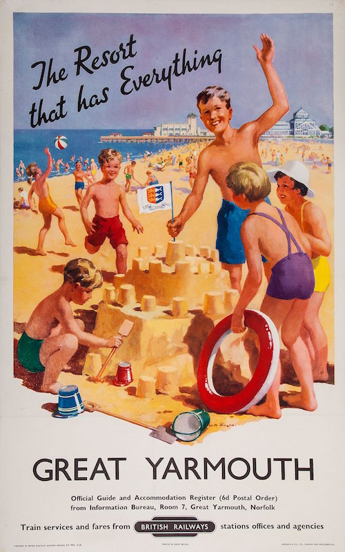 vintage railway poster F ? W.M. - GREAT YARMOUTH, British Railways offset lithographic poster in colours, c.1957, printed by Jordison & Co. London