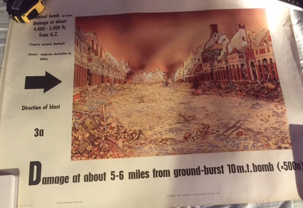 Residential street after bomb damage 1958 civil defence poster