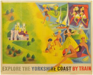 Railway Posters, Yorkshire Coast, Lander: A BR(NE) quad royal poster, EXPLORE THE YORKSHIRE COAST, by Lander.
