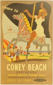 Railway Posters, Coney Beach, Armengol: A BR(W) double royal poster, CONEY BEACH, PORTHCAWL, by Mario Armengol, 1952