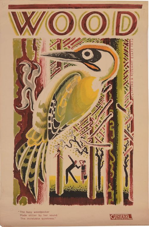 Clifford (1907-1985) & Rosemary (1910-1998) Ellis Wood (Woodpecker) Colour lithographic poster, 1932, printed by Sanders Phillips & Co. Ltd, The Baynard Press, London