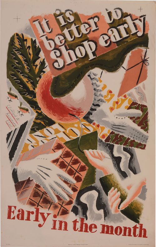 Clifford (1907-1985) & Rosemary (1910-1998) Ellis It Is Better To Shop Early Colour lithographic poster, 1935, printed by Waterlow & Sons Ltd. London & Dunstable 101 x 63.5cm (39 3/4 x 25in.) Unframed Commission by London Transport