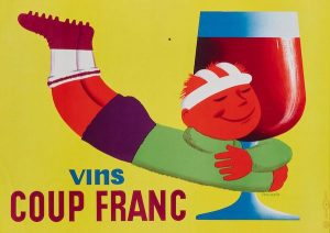 french wine poster GENIES, Saint VINS COUP FRANC lithographic poster in colours